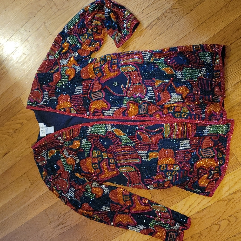 Vintage Rare BOB MACKIE Collection 2 beaded sequin overcoat